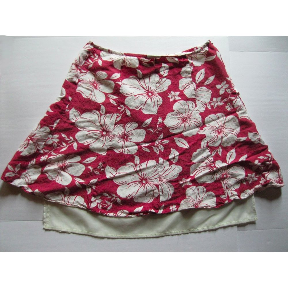 Ann Taylor Dark Pink Hibiscus Skirt